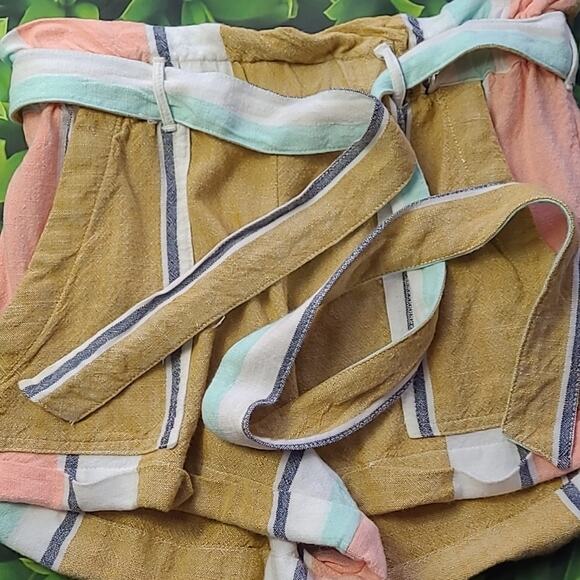 ripcurl Sunsetters Stripe Tied Belt Paperbag Waist Shorts size XS - Picture 7 of 11